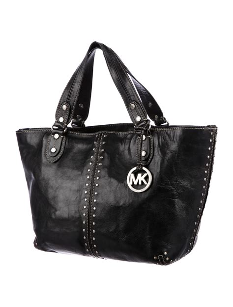 michael kors leather black purse|michael kors black studded handbag.